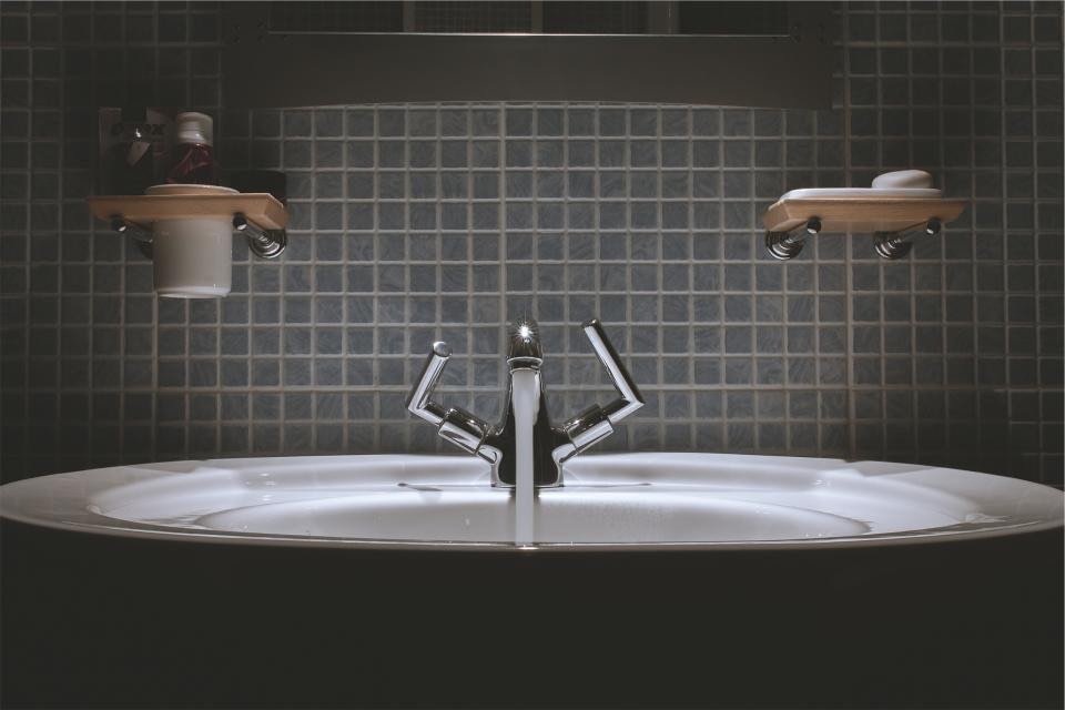 Bathroom wash basin with tap