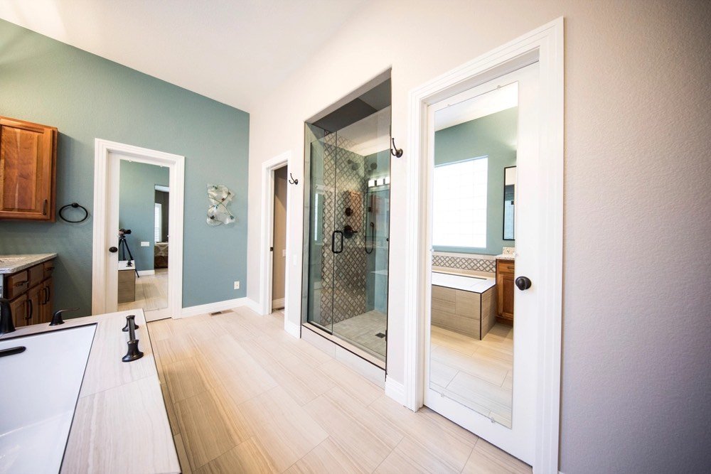 Modern bathroom with shower and fittings